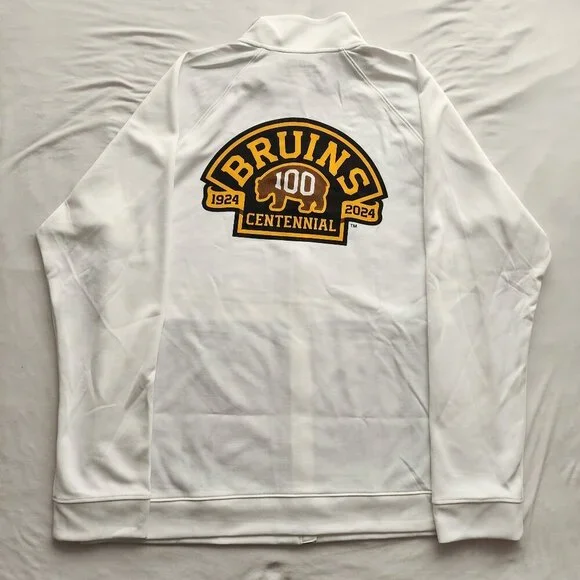 Boston Bruins 100 Centennial White Full Zip Jacket Sweatshirt - Rare